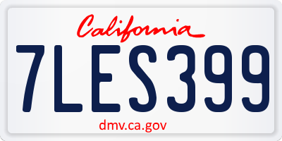 CA license plate 7LES399