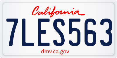 CA license plate 7LES563