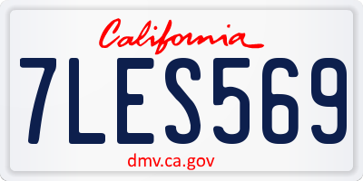 CA license plate 7LES569