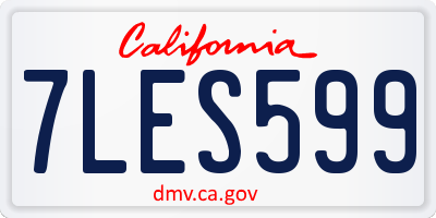 CA license plate 7LES599