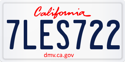 CA license plate 7LES722