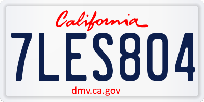 CA license plate 7LES804