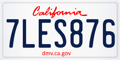 CA license plate 7LES876