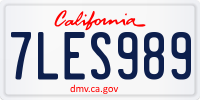 CA license plate 7LES989