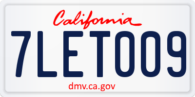 CA license plate 7LET009
