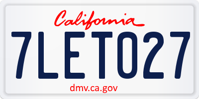 CA license plate 7LET027