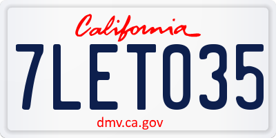 CA license plate 7LET035