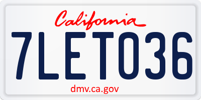 CA license plate 7LET036