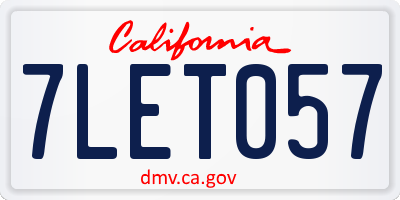 CA license plate 7LET057