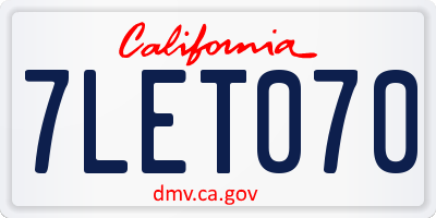 CA license plate 7LET070