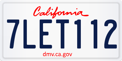 CA license plate 7LET112