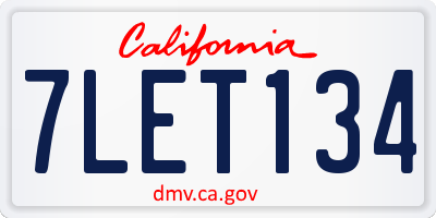 CA license plate 7LET134