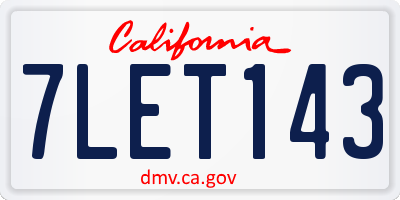 CA license plate 7LET143