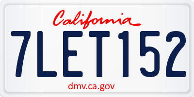 CA license plate 7LET152