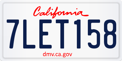 CA license plate 7LET158