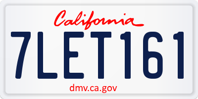 CA license plate 7LET161