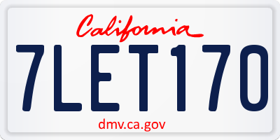 CA license plate 7LET170