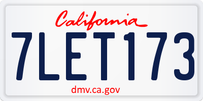 CA license plate 7LET173
