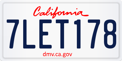 CA license plate 7LET178