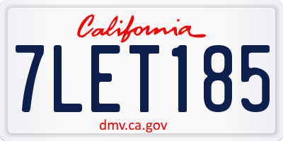 CA license plate 7LET185