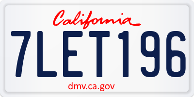 CA license plate 7LET196