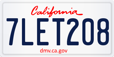 CA license plate 7LET208