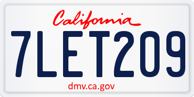CA license plate 7LET209