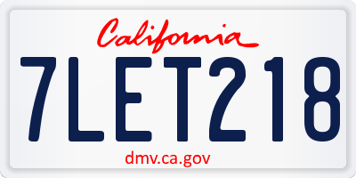CA license plate 7LET218