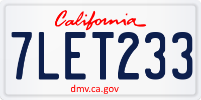 CA license plate 7LET233
