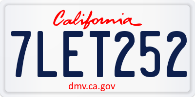 CA license plate 7LET252