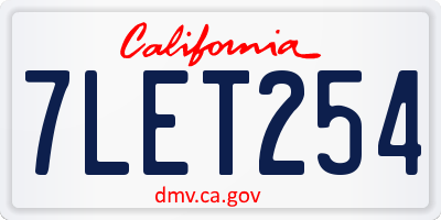 CA license plate 7LET254