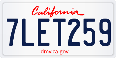 CA license plate 7LET259