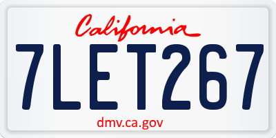 CA license plate 7LET267