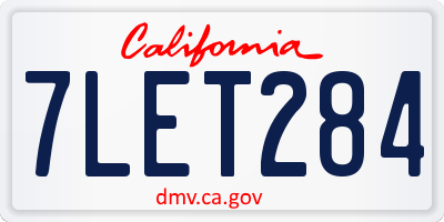 CA license plate 7LET284