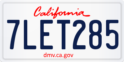 CA license plate 7LET285