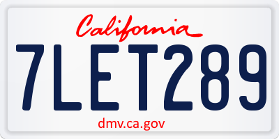 CA license plate 7LET289