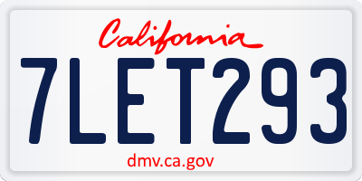 CA license plate 7LET293