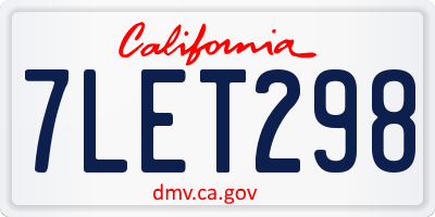 CA license plate 7LET298