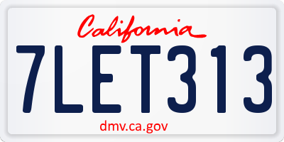 CA license plate 7LET313
