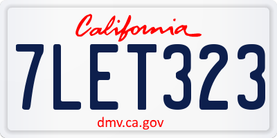 CA license plate 7LET323