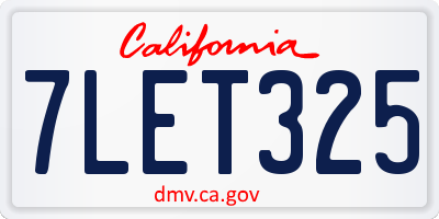 CA license plate 7LET325