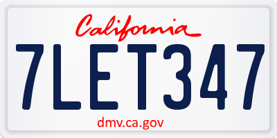 CA license plate 7LET347
