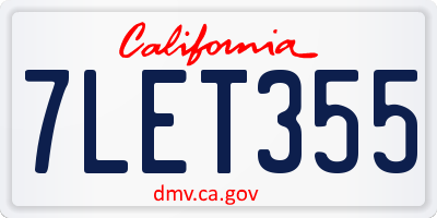 CA license plate 7LET355