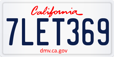 CA license plate 7LET369