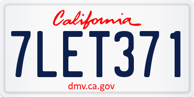 CA license plate 7LET371