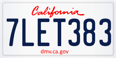 CA license plate 7LET383