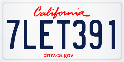CA license plate 7LET391