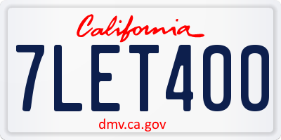 CA license plate 7LET400