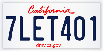 CA license plate 7LET401