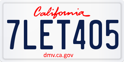 CA license plate 7LET405